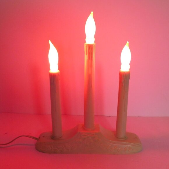 VTG 3 Light Candolier Candelabra Christmas Electric Window Candles Decoration - Picture 3 of 7